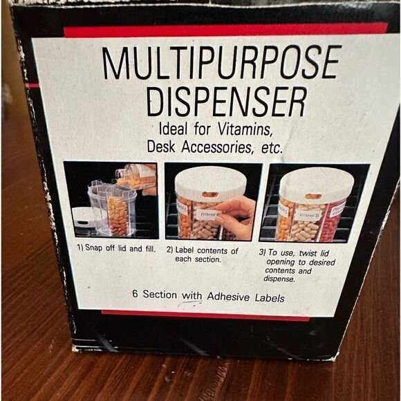 Vintage Multiple Use Dispenser 6 section with labels - Picture 1 of 6